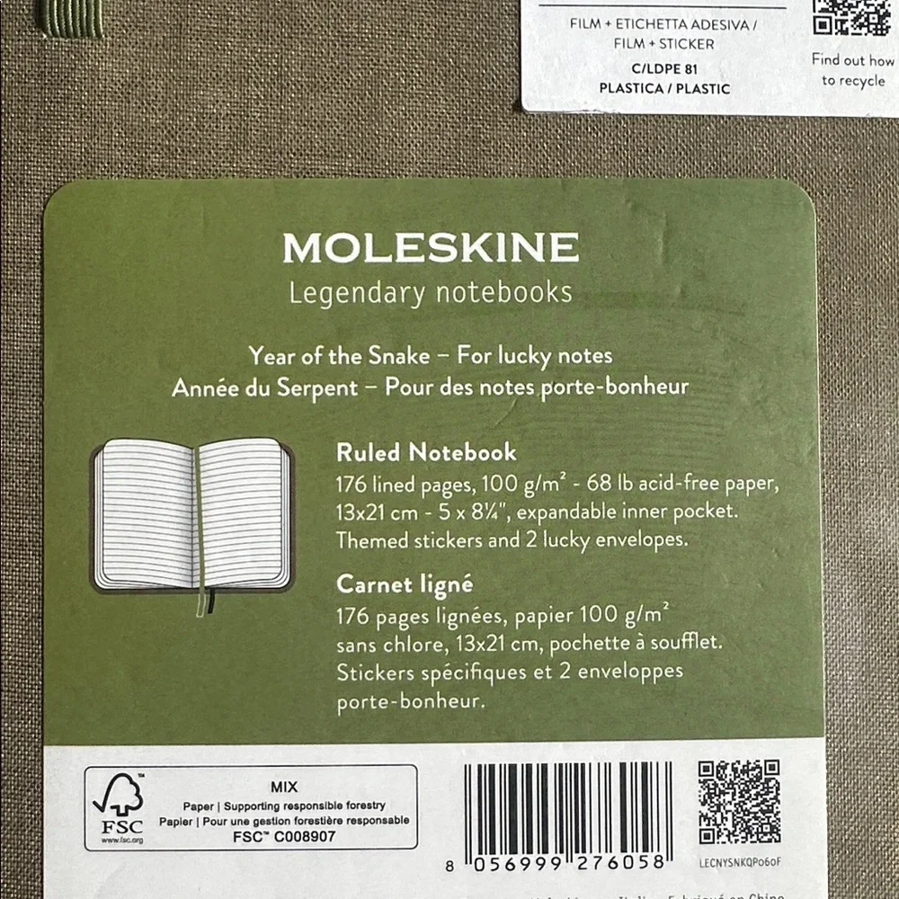 Moleskine legendary notebook with snake and roses